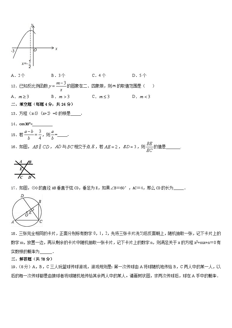 上海市延安初级中学2023-2024学年九年级数学第一学期期末经典试题含答案第3页