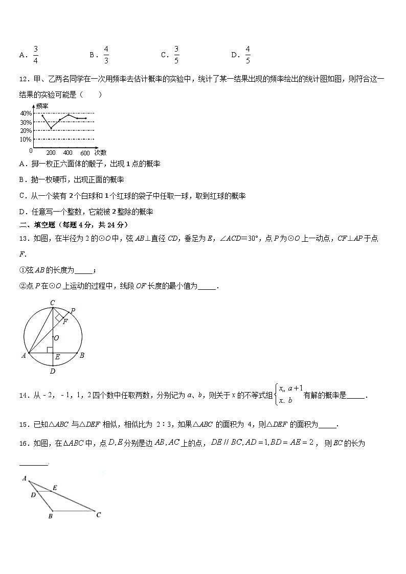 云南省保山市名校2023-2024学年九年级数学第一学期期末监测模拟试题含答案03