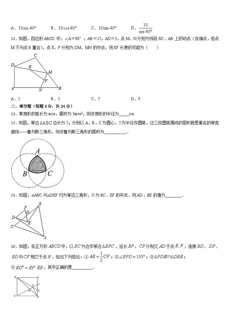 北京市北京一零一中学2023-2024学年数学九年级第一学期期末考试模拟试题含答案第3页