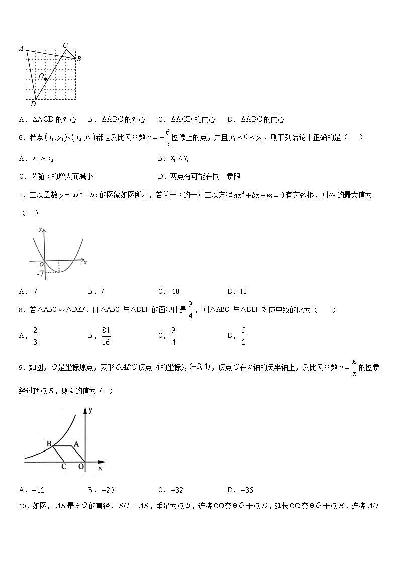 内蒙古自治区包头市2023-2024学年数学九上期末质量跟踪监视试题含答案02