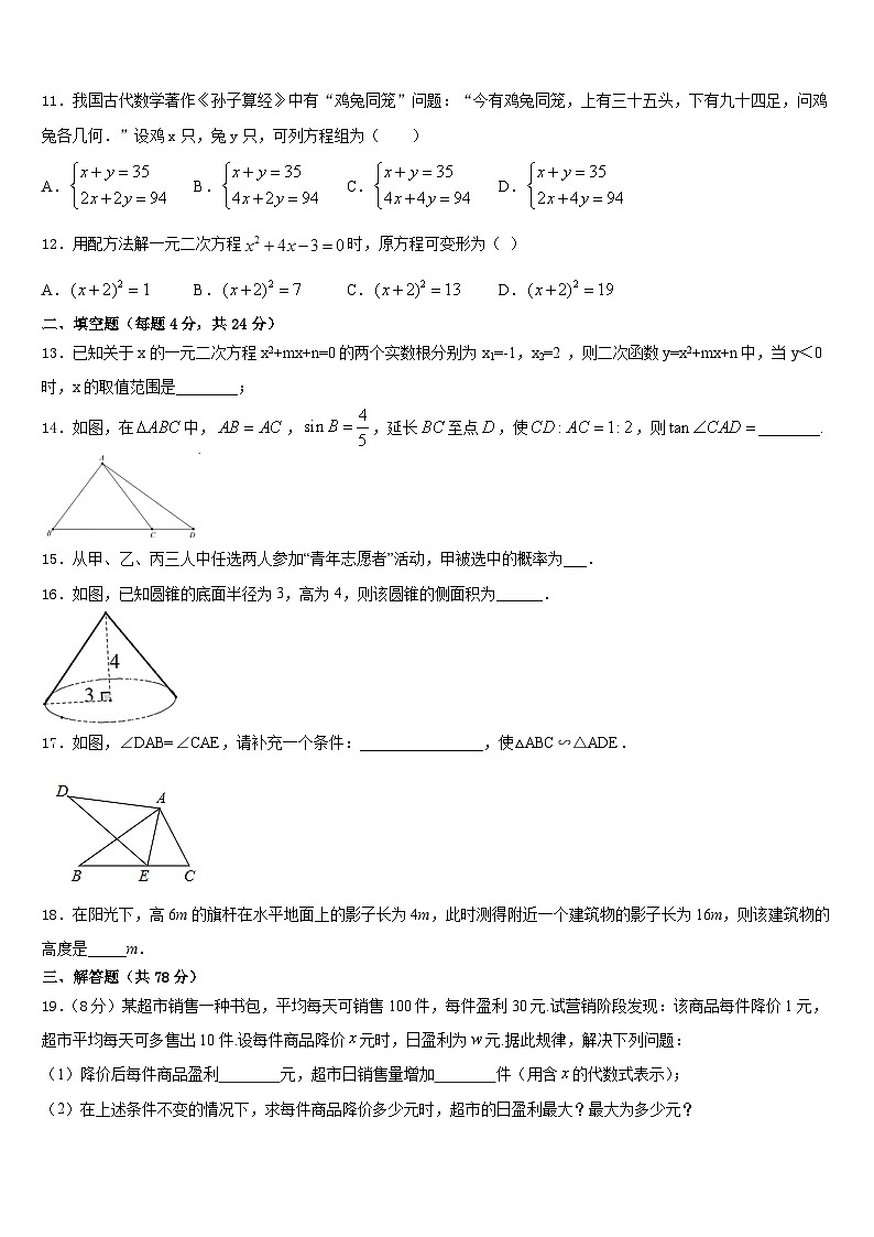 北京昌平临川育人学校2023-2024学年九年级数学第一学期期末复习检测模拟试题含答案03
