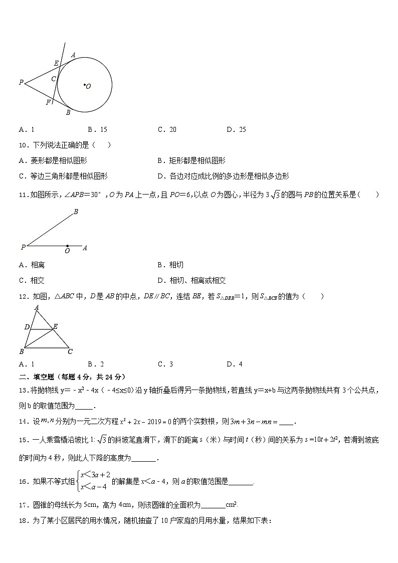 四川省成都市金牛区蜀西实验学校2023-2024学年九年级数学第一学期期末达标测试试题含答案第3页