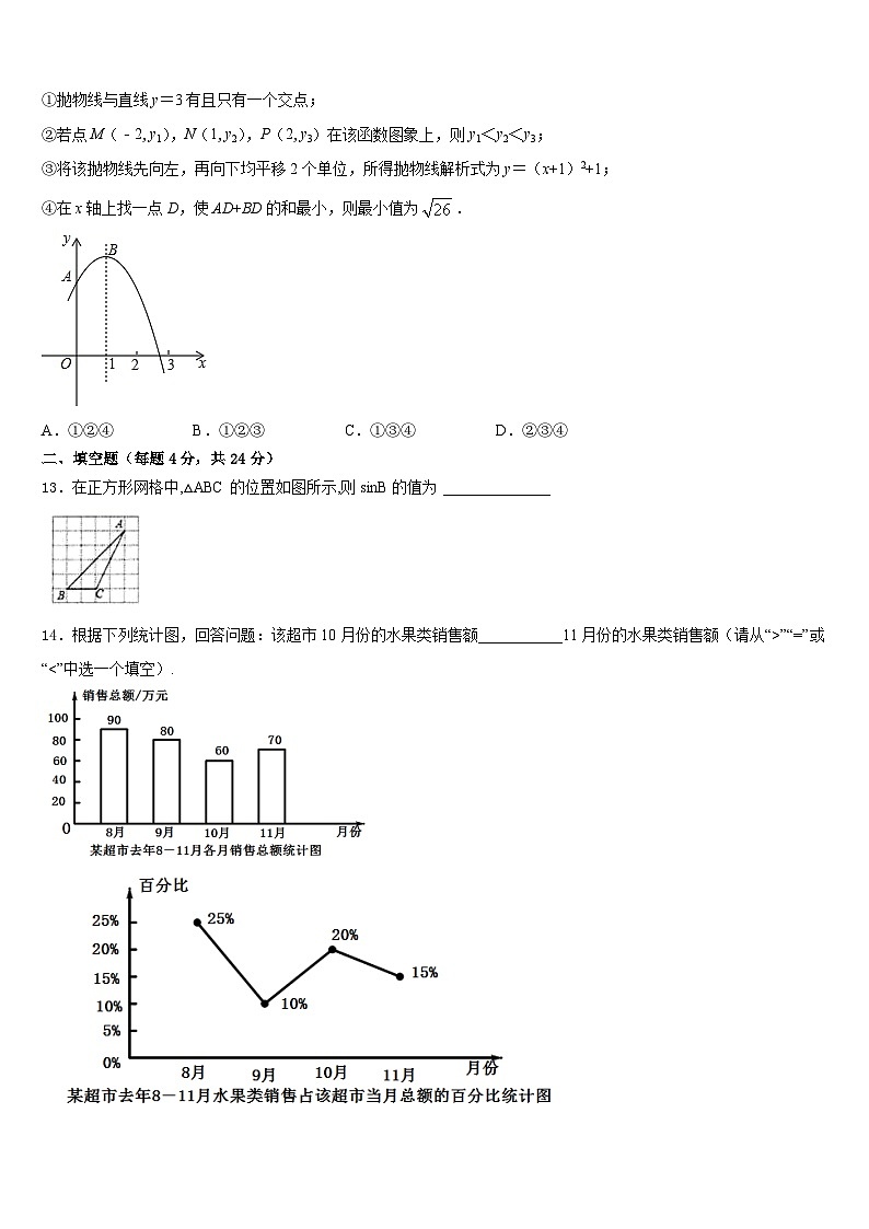 四川省南充市嘉陵区思源实验学校2023-2024学年数学九年级第一学期期末监测模拟试题含答案第3页