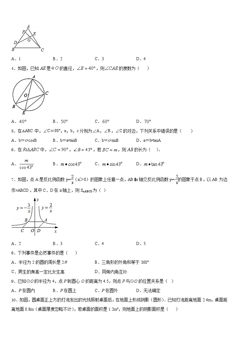 四川省遂宁市大英县2023-2024学年九年级数学第一学期期末调研模拟试题含答案第2页