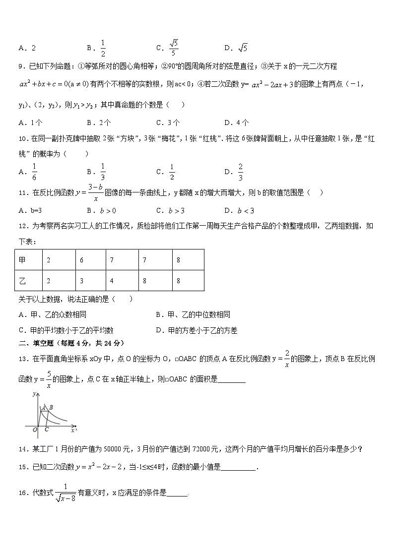 天津市东丽区名校2023-2024学年数学九上期末检测试题含答案第3页
