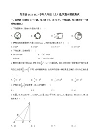 山西省运城市闻喜县2022-2023学年八年级上学期期末模拟测试数学试卷(答案不全)