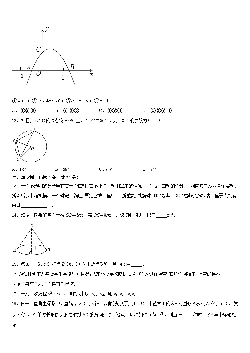 山东省东营邹平县联考2023-2024学年九年级数学第一学期期末综合测试模拟试题含答案03