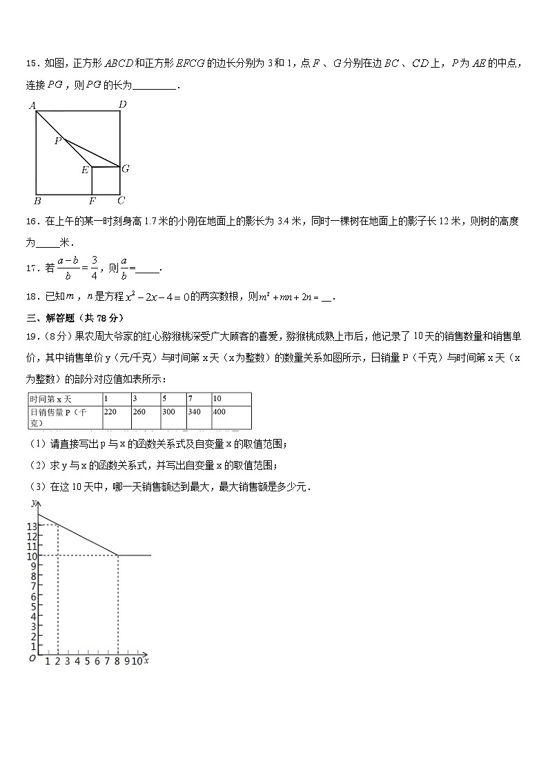 山东省郓城第一中学2023-2024学年数学九上期末预测试题含答案03
