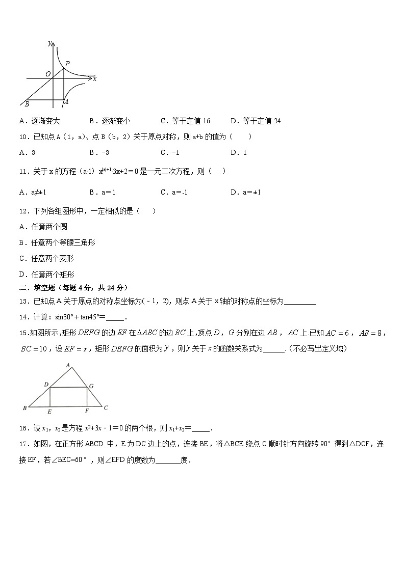 山东省青岛市集团学校2023-2024学年数学九上期末综合测试模拟试题含答案03