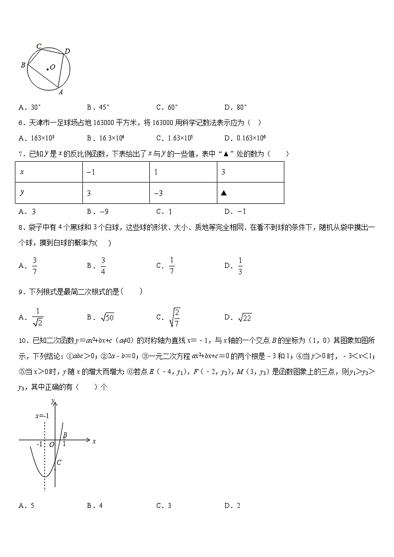 山西省（太原大同晋城运城临汾地区公立学校2023-2024学年九年级数学第一学期期末综合测试试题含答案第2页