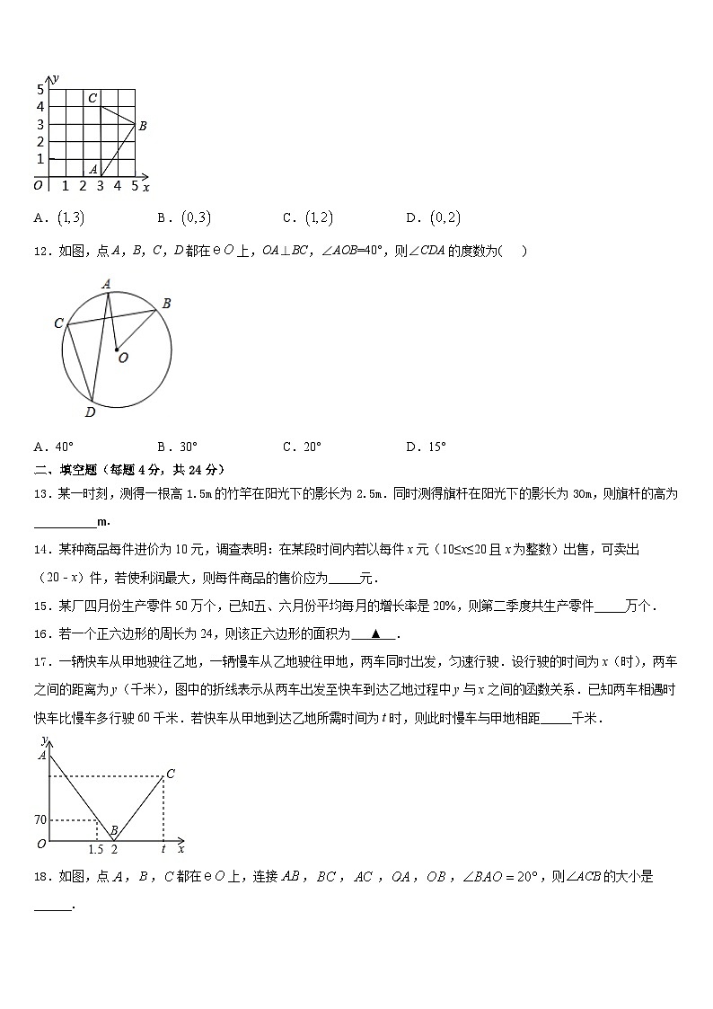 内蒙古锡林郭勒盟正镶白旗察汗淖中学2023-2024学年九年级数学第一学期期末学业水平测试模拟试题含答案03