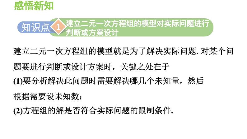 3.4.3 建立二元一次方程组的模型对实际问题进行判断或方案设计 导学课件第3页