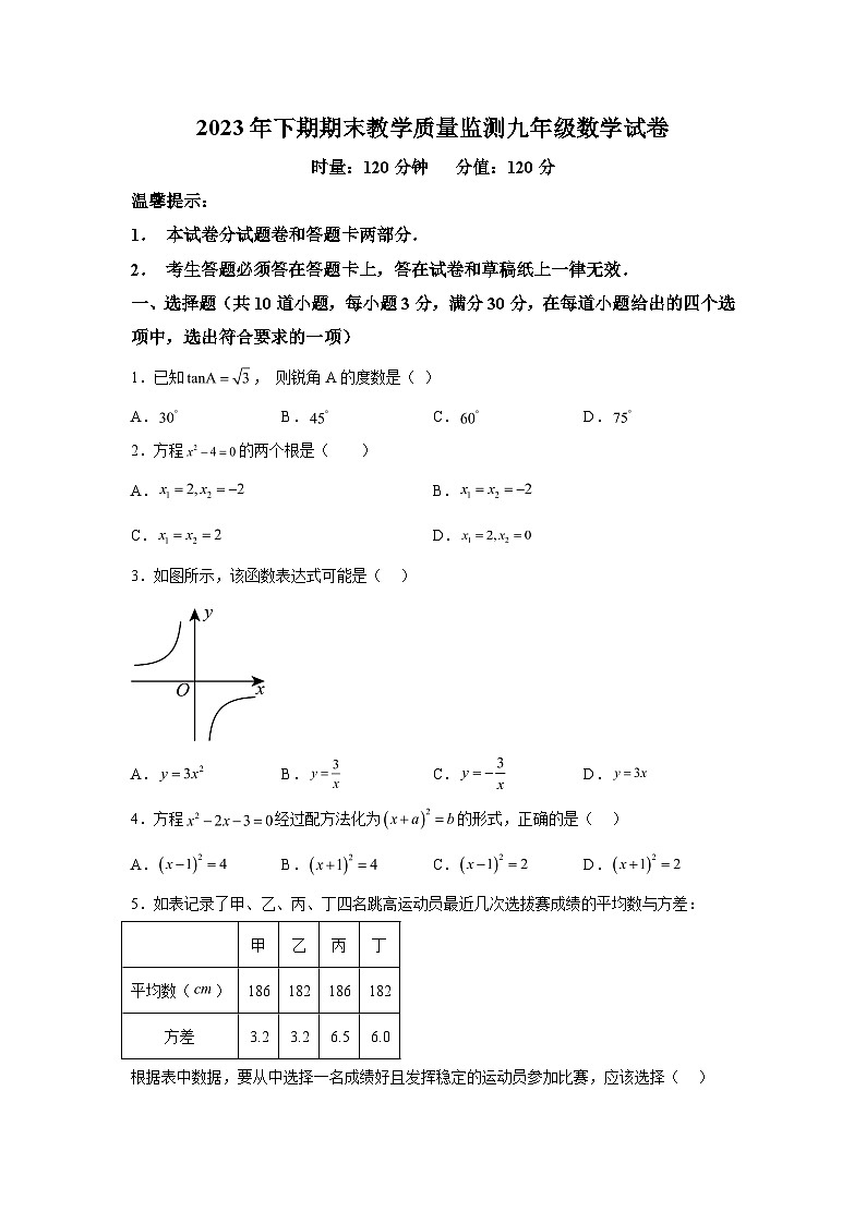 2023-2024学年湖南省岳阳市岳阳楼区九年级（上）学期期末数学试题（含解析）第1页