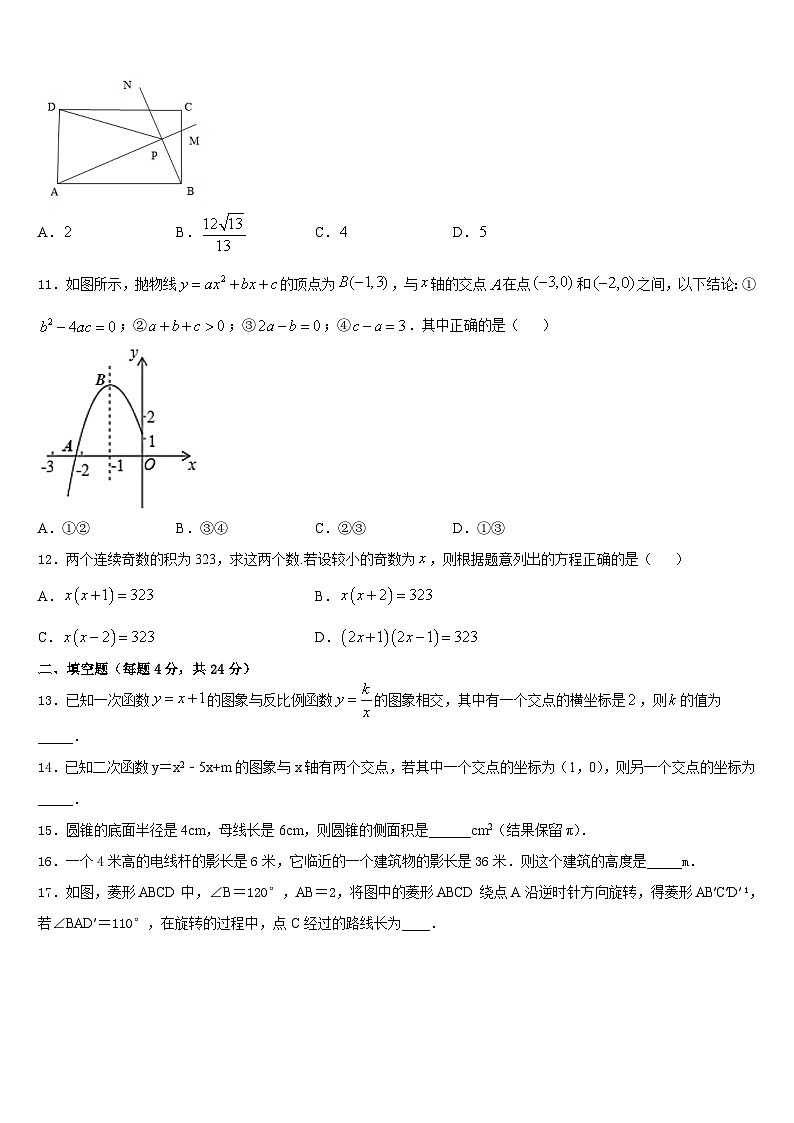 广西贵港市覃塘区2023-2024学年九上数学期末质量跟踪监视试题含答案第3页