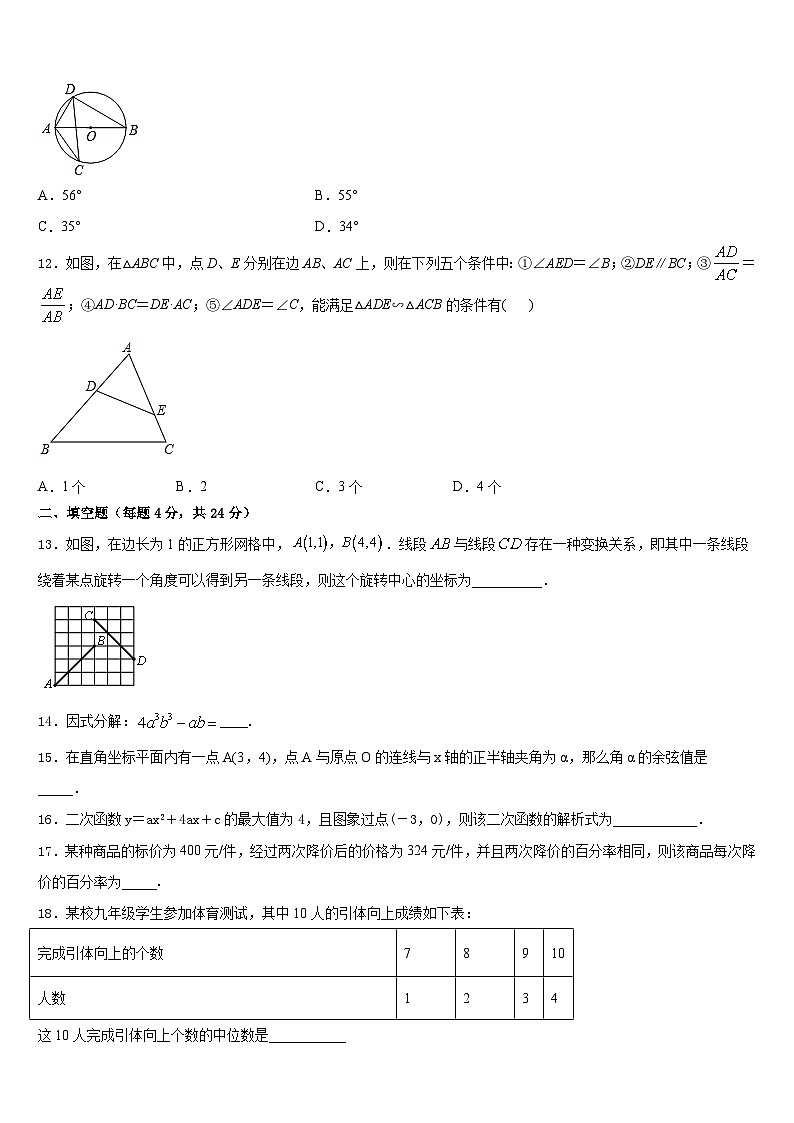 广西来宾市2023-2024学年九年级数学第一学期期末学业质量监测模拟试题含答案第3页