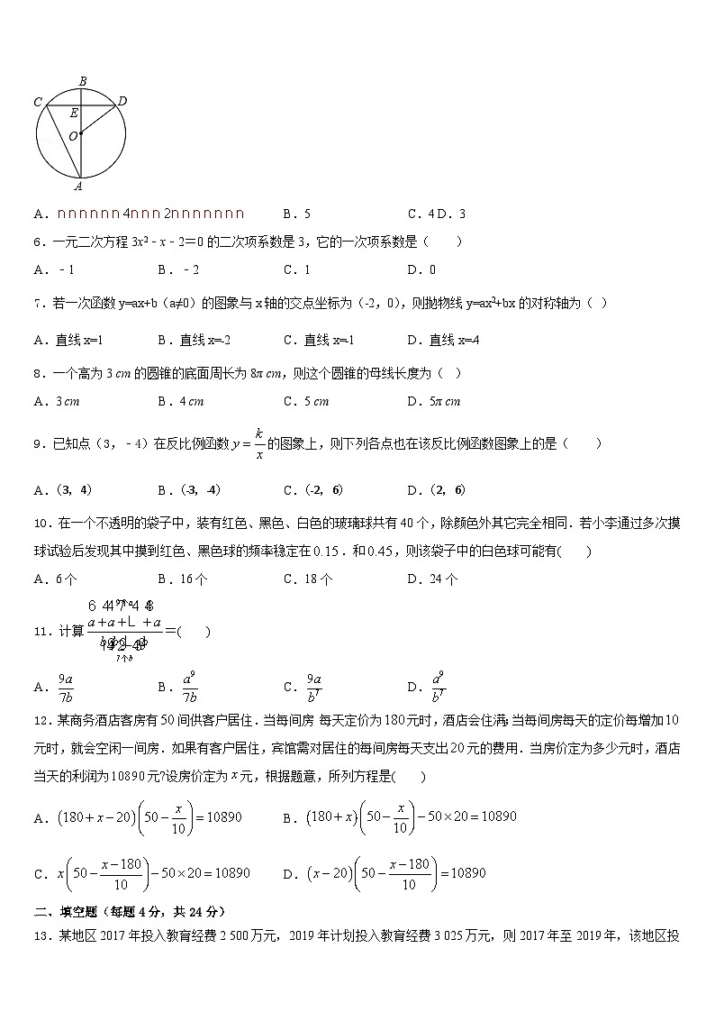 江汉区部分学校2023-2024学年九年级数学第一学期期末调研模拟试题含答案第2页