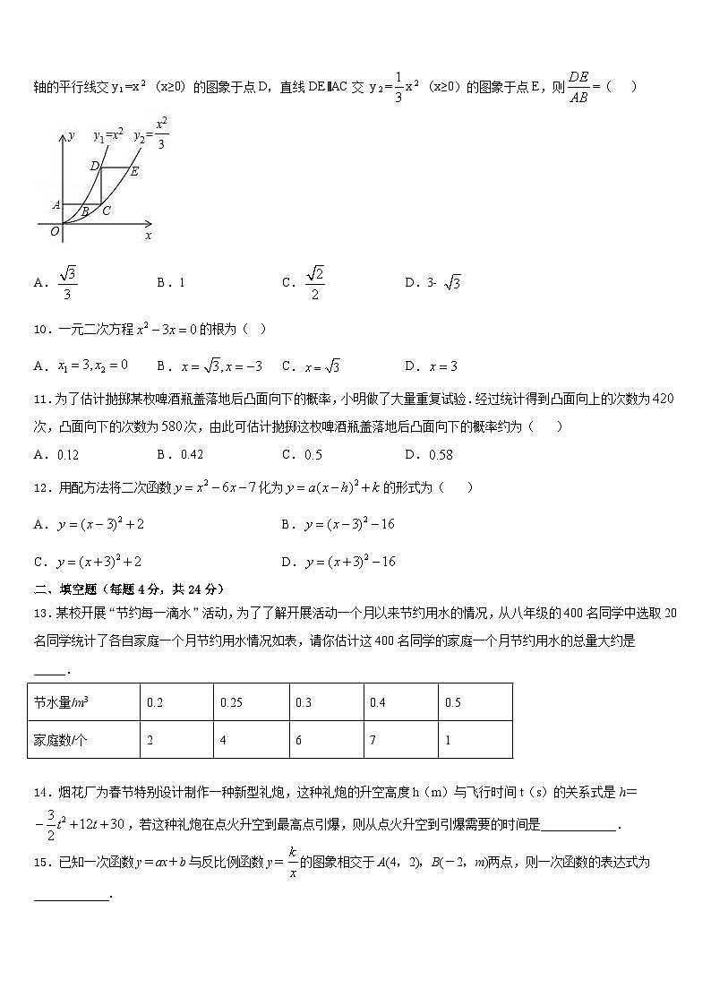 江苏省南京市鼓楼实验中学2023-2024学年九上数学期末学业质量监测模拟试题含答案03