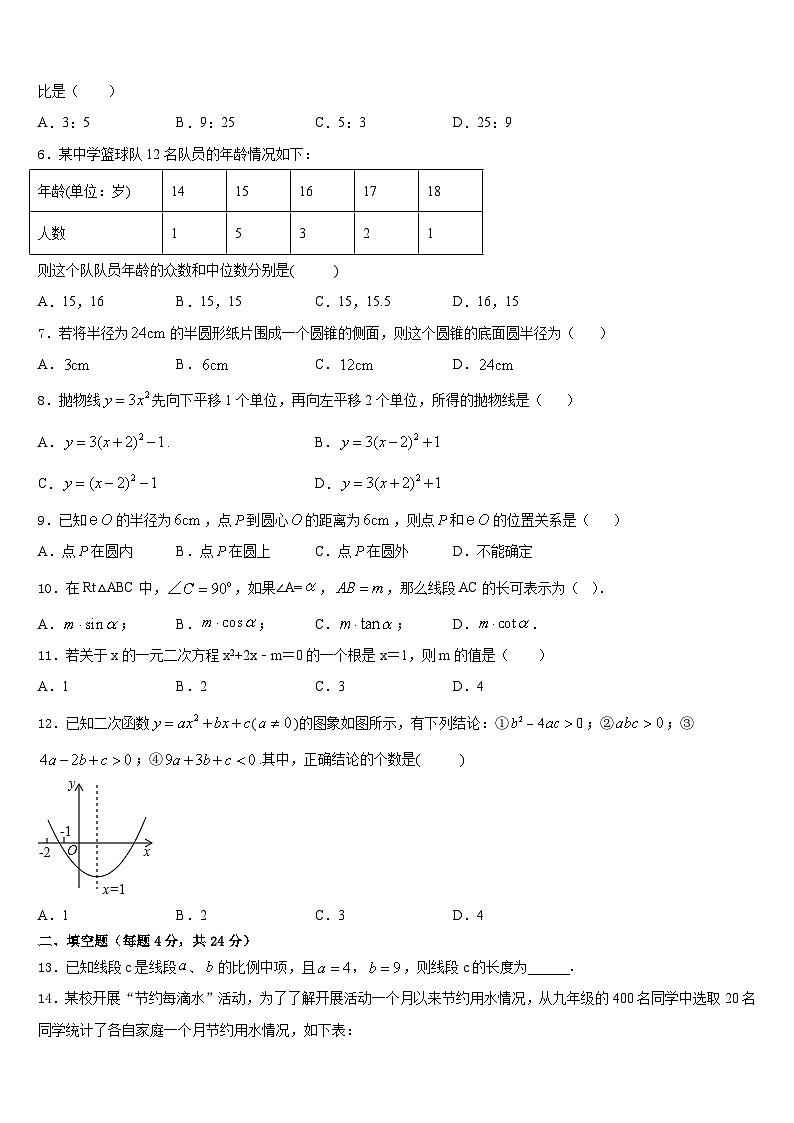 江苏省无锡市江南中学2023-2024学年数学九上期末学业质量监测模拟试题含答案第2页