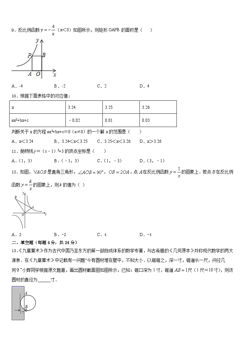 江西省彭泽县湖西中学2023-2024学年数学九上期末统考模拟试题含答案03