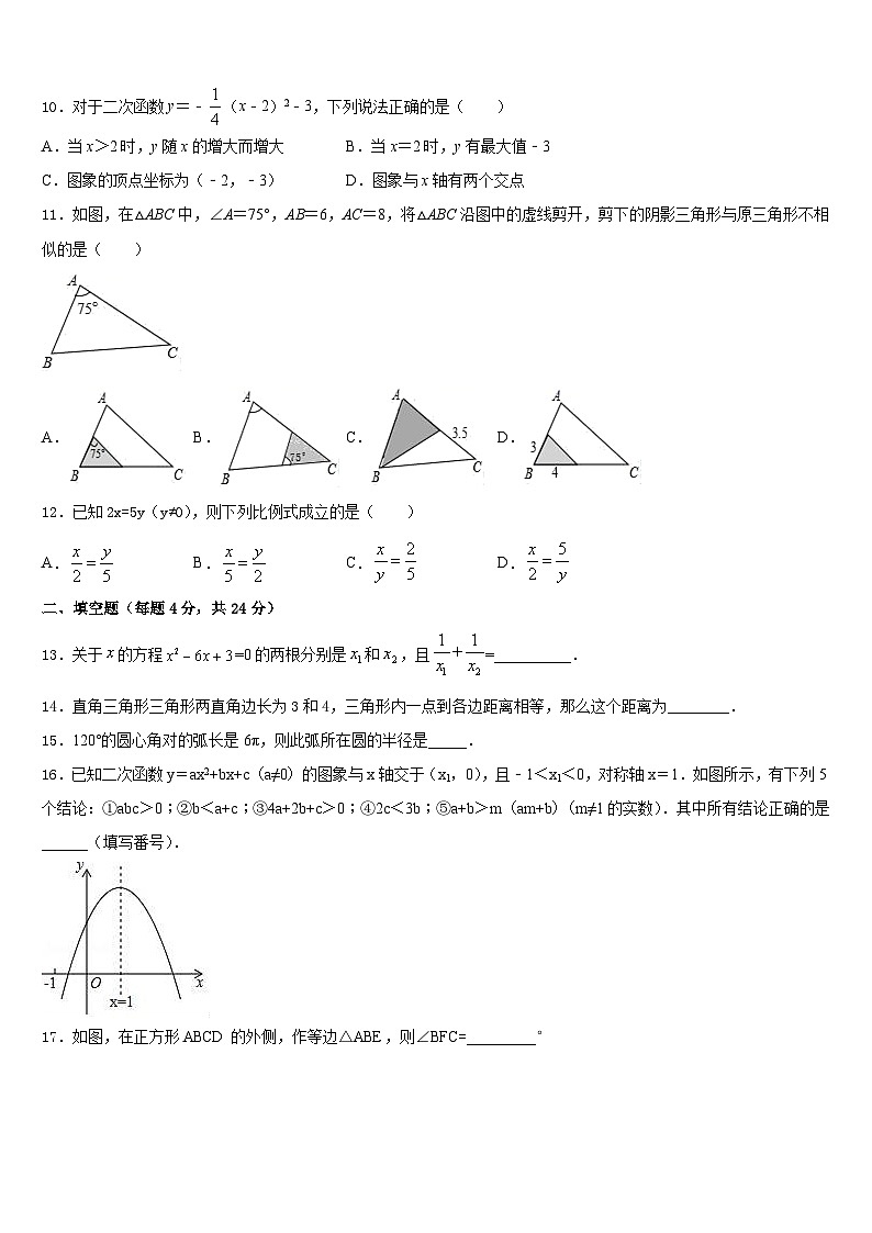 河南周口地区洪山乡联合中学2023-2024学年数学九年级第一学期期末联考试题含答案第3页