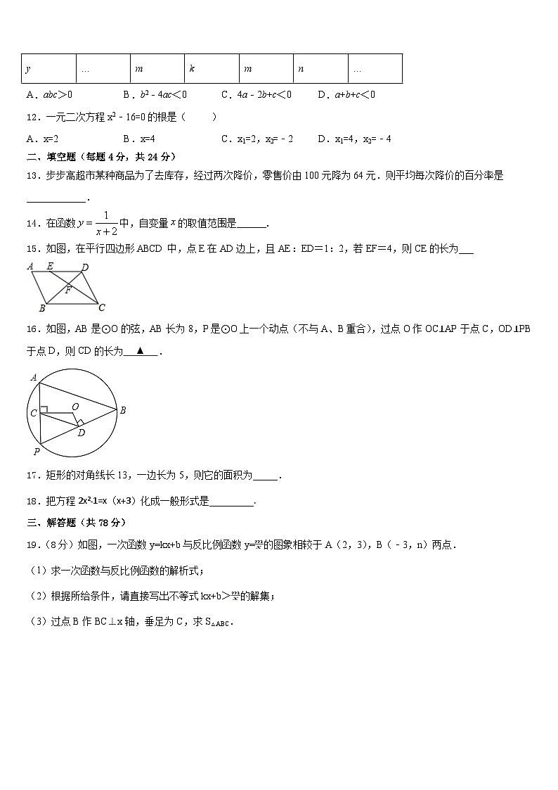 河南省周口川汇区2023-2024学年数学九上期末考试试题含答案第3页