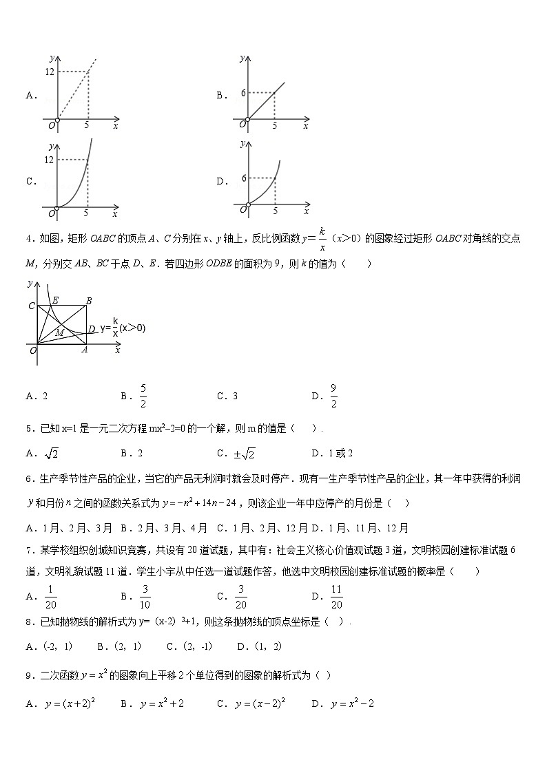 浙江省义乌市六校考2023-2024学年九上数学期末复习检测模拟试题含答案02