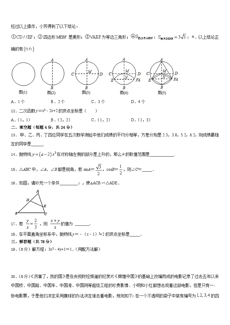 浙江省宁波镇海区六校联考2023-2024学年数学九上期末质量检测模拟试题含答案03