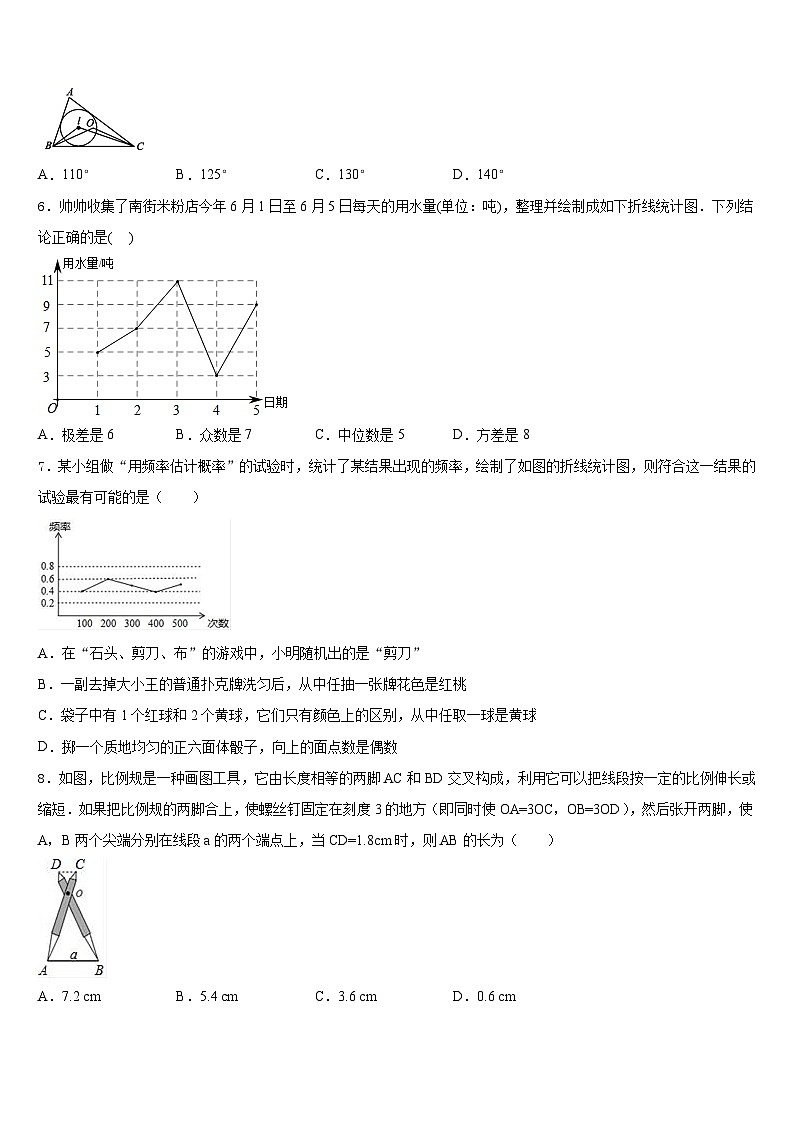 浙江省金华市东阳市东阳中学2023-2024学年九上数学期末考试模拟试题含答案02