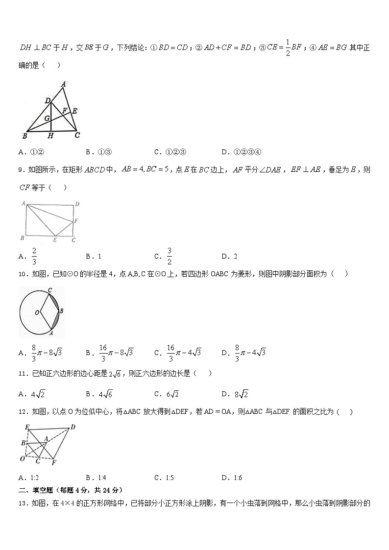 湖北省荆州市洪湖市2023-2024学年九上数学期末调研模拟试题含答案第3页