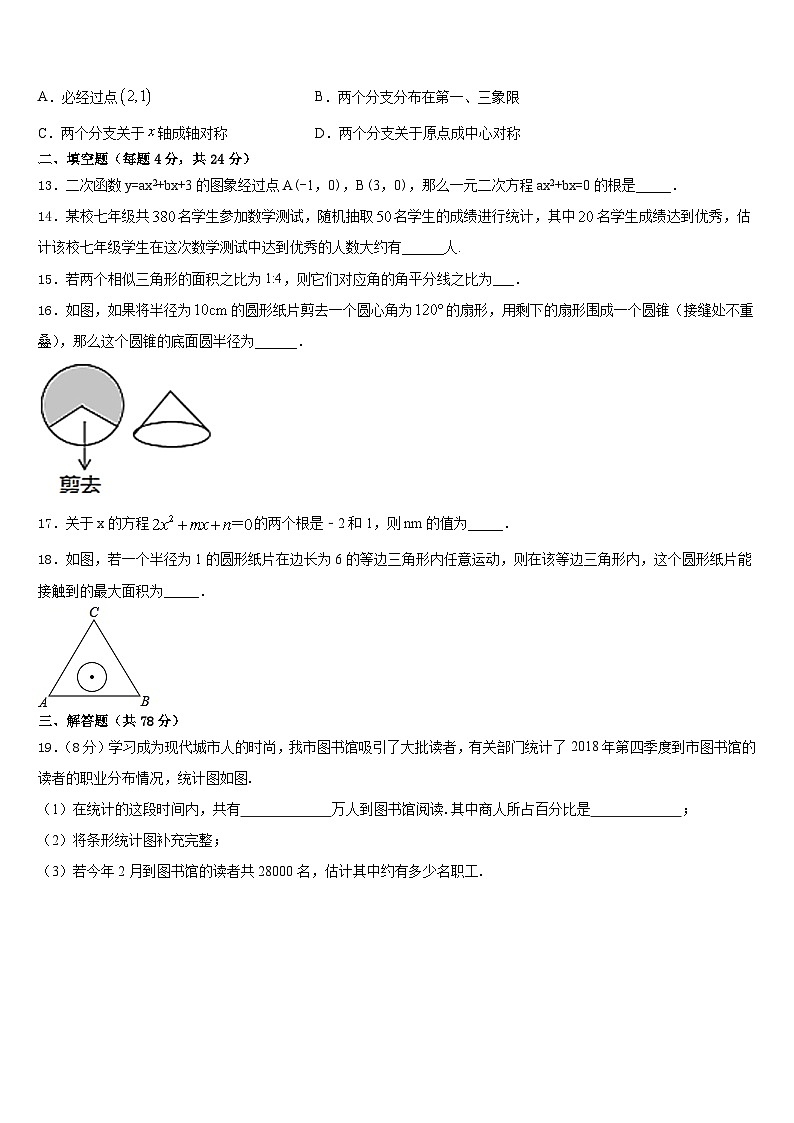 湖北省襄阳襄州区五校联考2023-2024学年九上数学期末调研模拟试题含答案第3页
