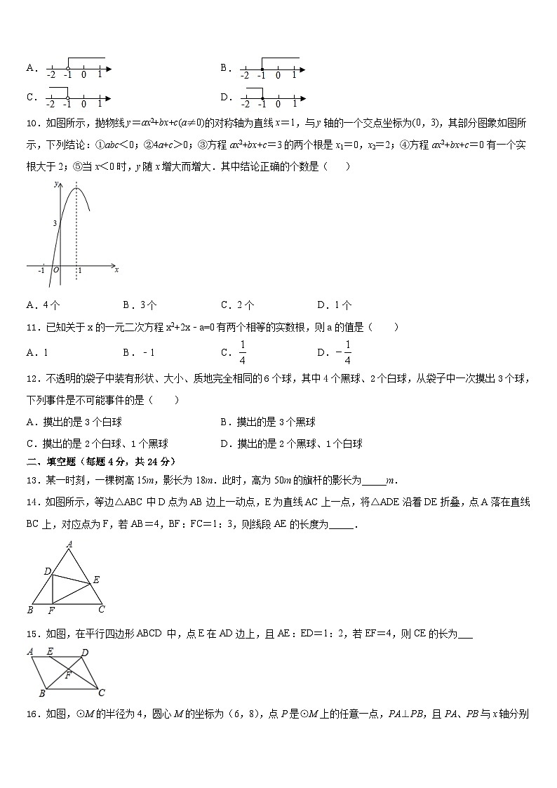 湖南省长沙市长郡双语实验中学2023-2024学年九年级数学第一学期期末考试试题含答案第3页