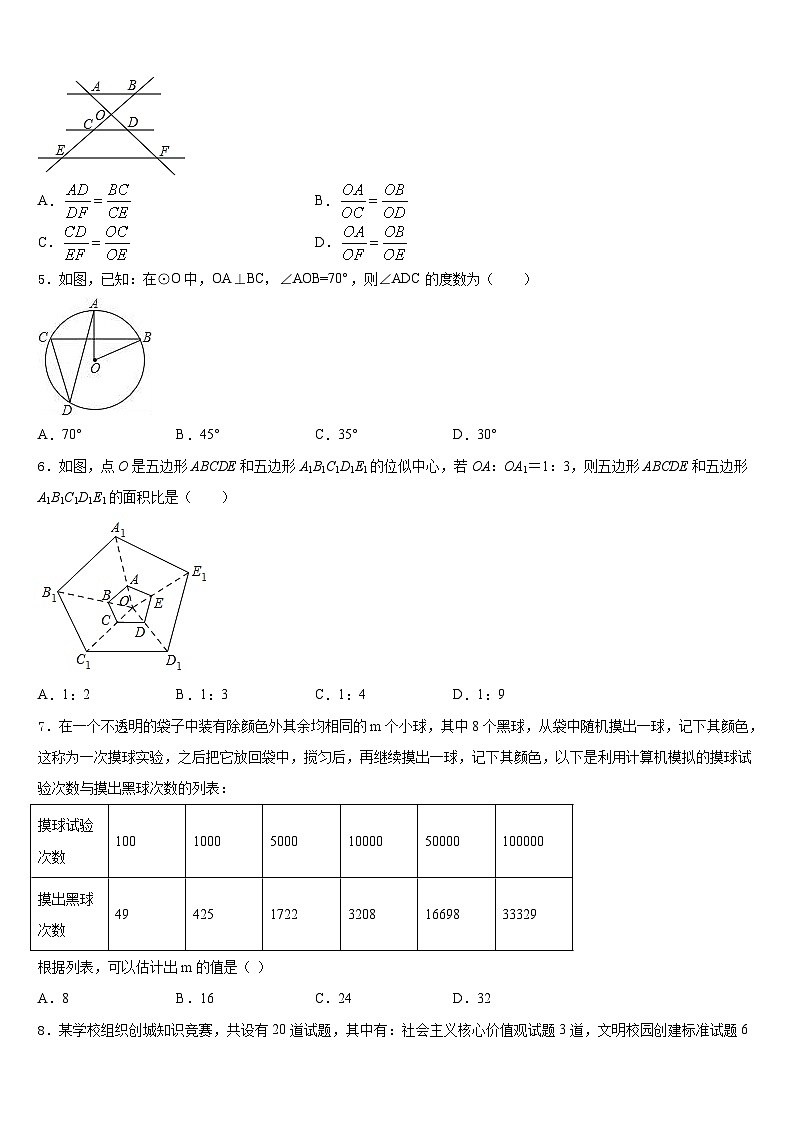 福建省莆田市城厢区砺成中学2023-2024学年九上数学期末监测模拟试题含答案02