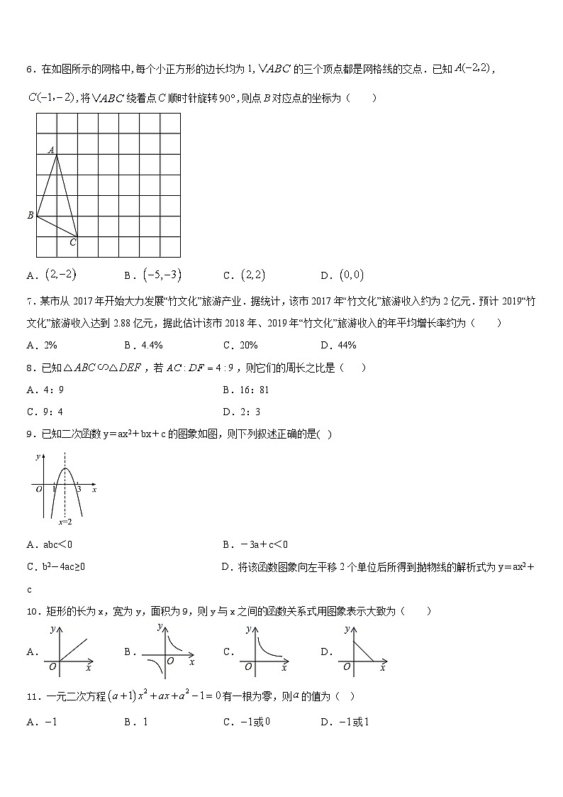 辽宁省沈阳七中学2023-2024学年九年级数学第一学期期末联考模拟试题含答案第2页
