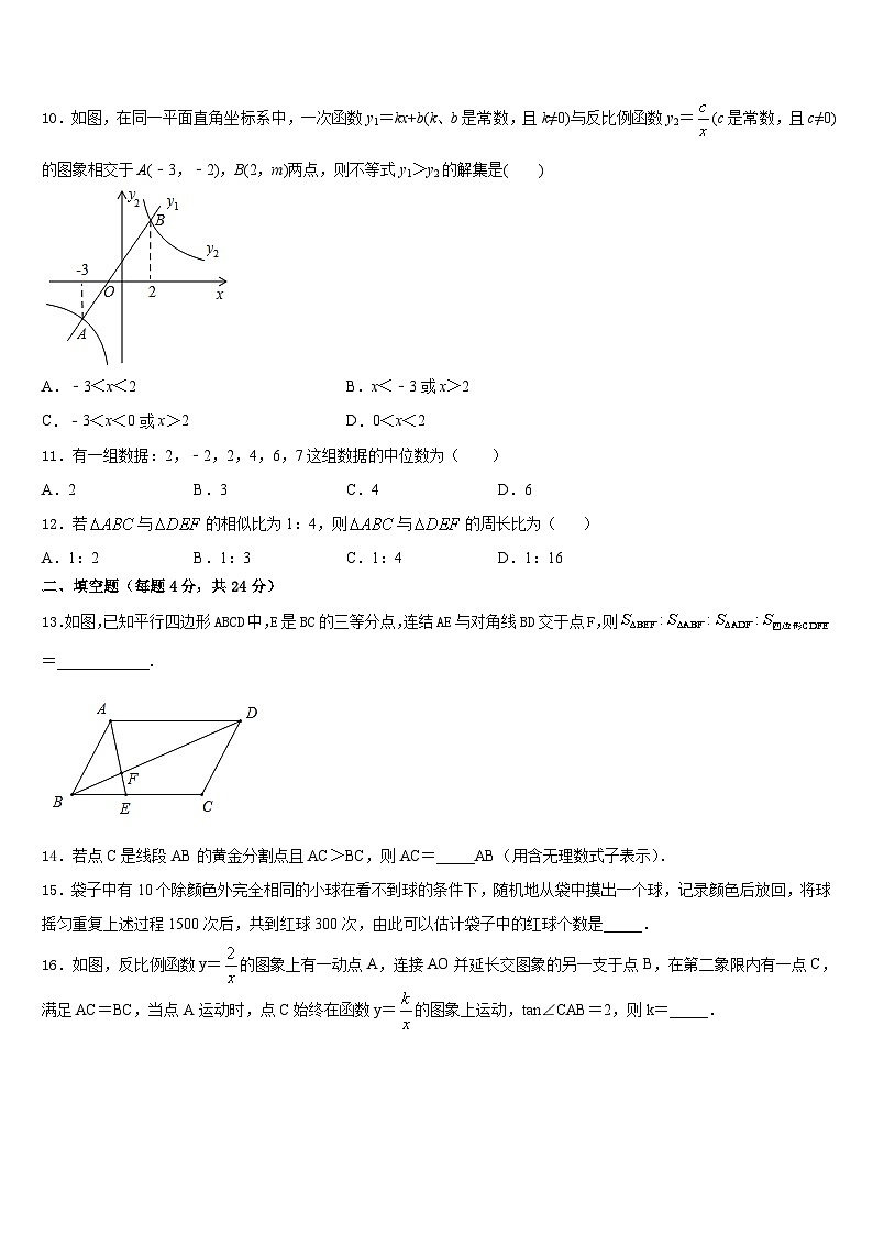 陕西省商洛市2023-2024学年数学九上期末质量跟踪监视模拟试题含答案第3页