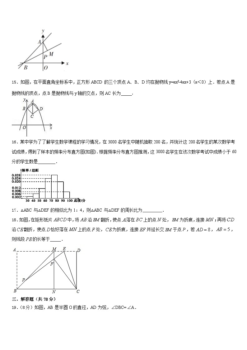 黑龙江省尚志市逸夫学校2023-2024学年九年级数学第一学期期末学业水平测试模拟试题含答案03