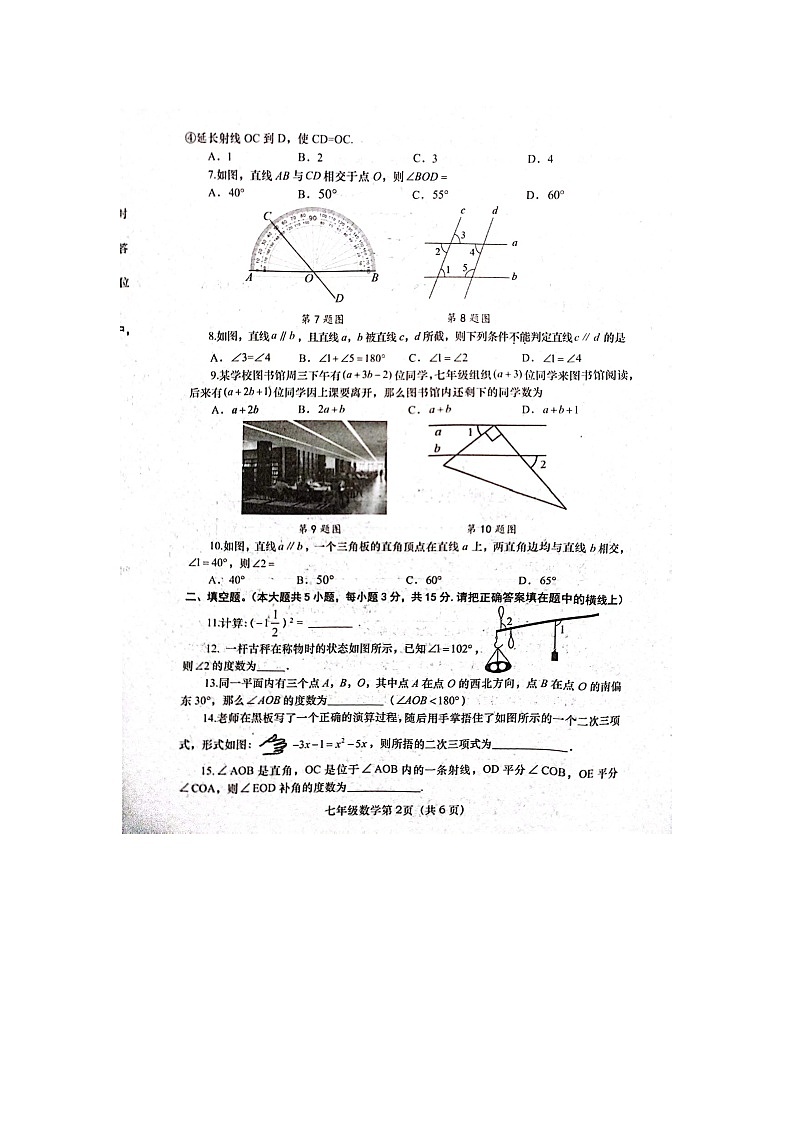 河南省南阳市社旗县2023—2024学年七年级上学期1月期末数学试题02
