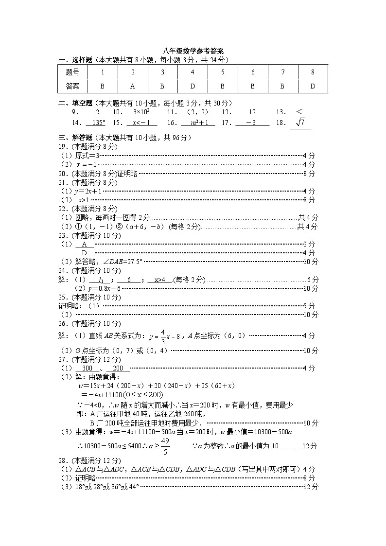 江苏省扬州市江都区2023-2024学年八年级上学期数学期末试卷+01
