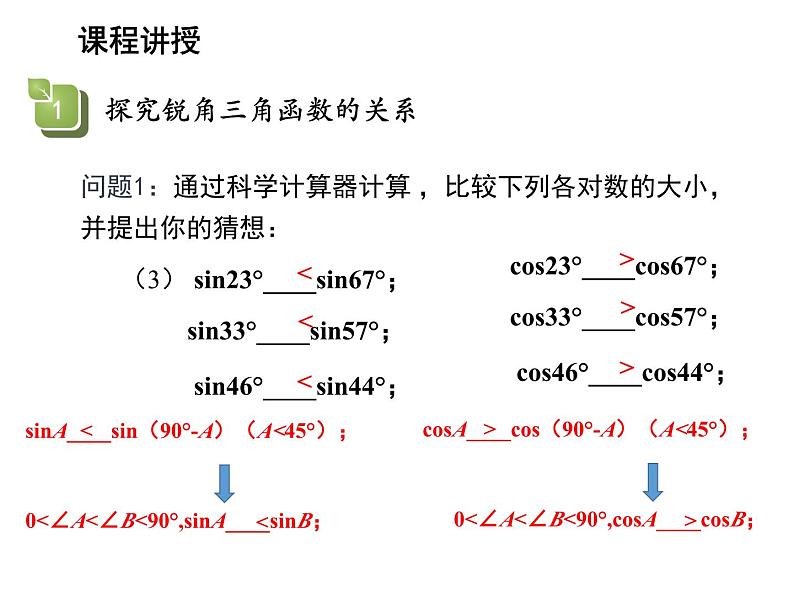 23.1.2 30°45°60°角的三角函数值第2课时锐角三角函数的关系 沪科版九年级上册教学课件第7页