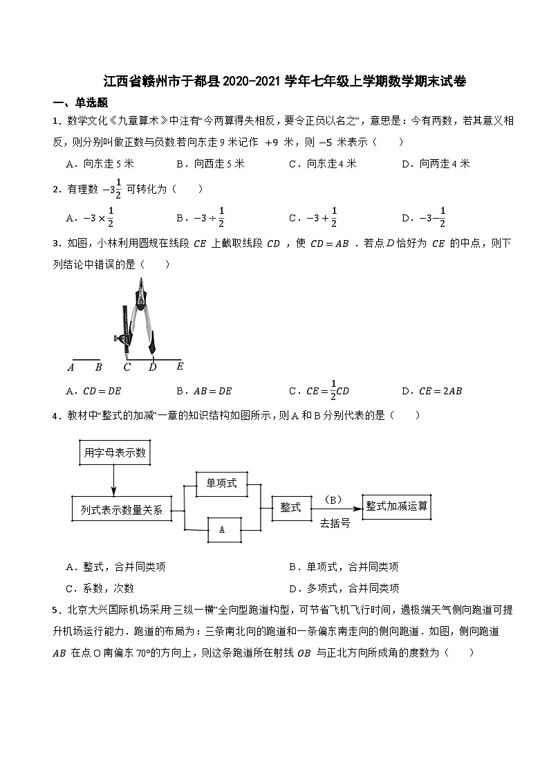 江西省赣州市于都县2020-2021学年七年级上学期数学期末试卷第1页