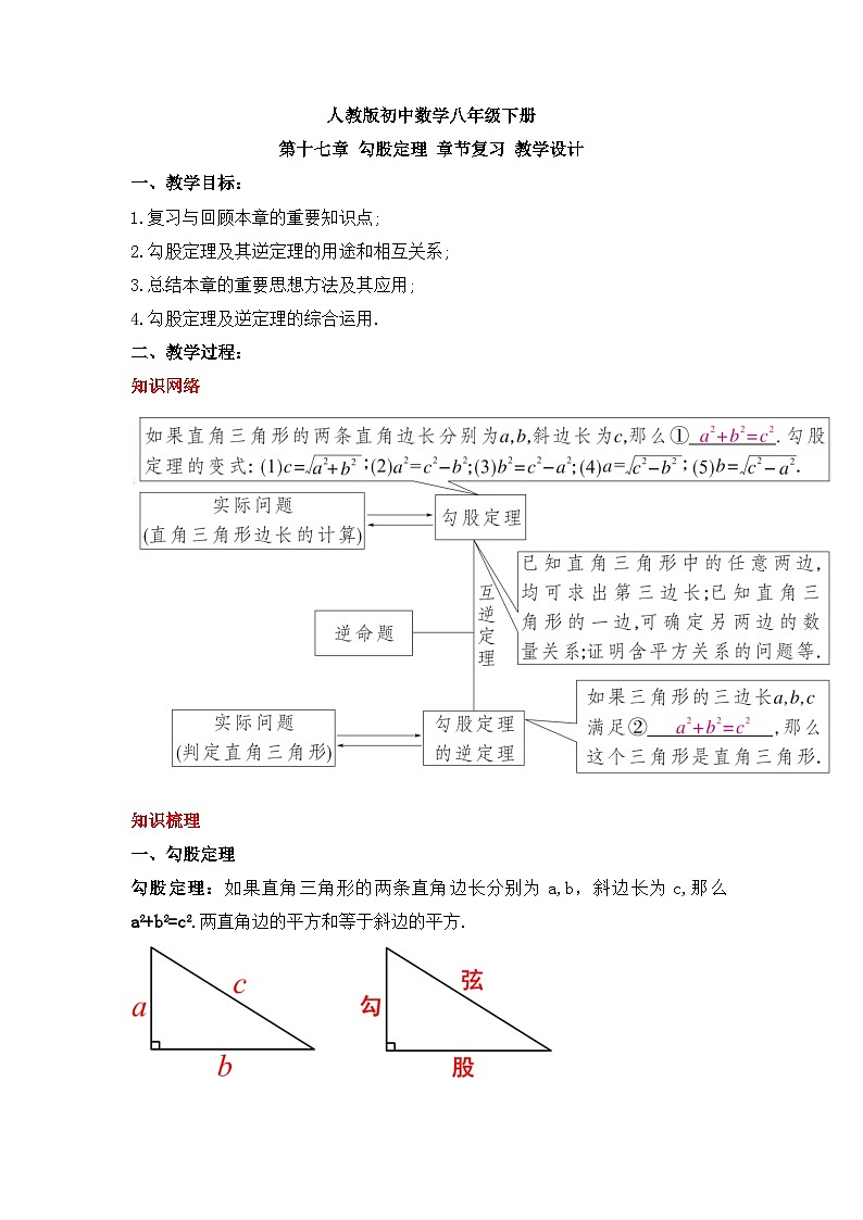 人教版数学八年级下册 第十七章《勾股定理》 章节复习课件+章节教学设计+章节复习导学案+单元测试卷（含答案解析）01