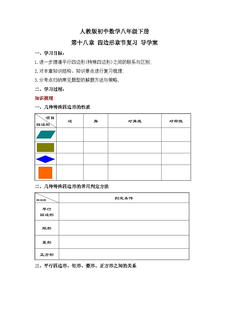 人教版数学八年级下册 第十八章《四边形》章节复习课件+章节教学设计+章节复习导学案+单元测试卷（含答案解析）01