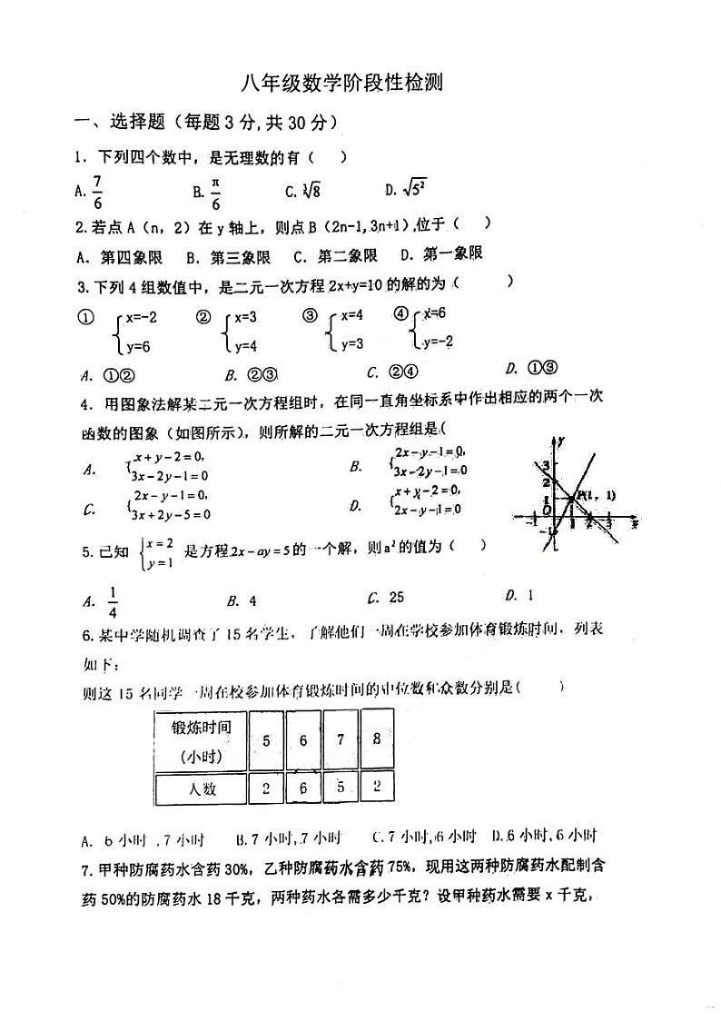 山东青岛胶州市第六中学2021-2022学年上学期八年级第二次月考数学试卷第1页