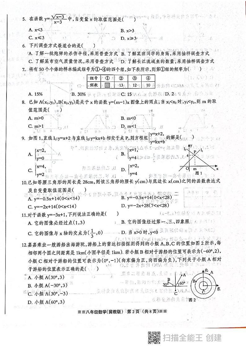2021---2022学年度第二学期八年级数学第三次月考试题第2页