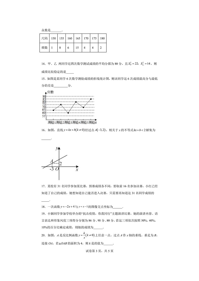 吉林长春第二实验学校2021-2022学年八年级下学期4月月考数学试题（含答案）第3页