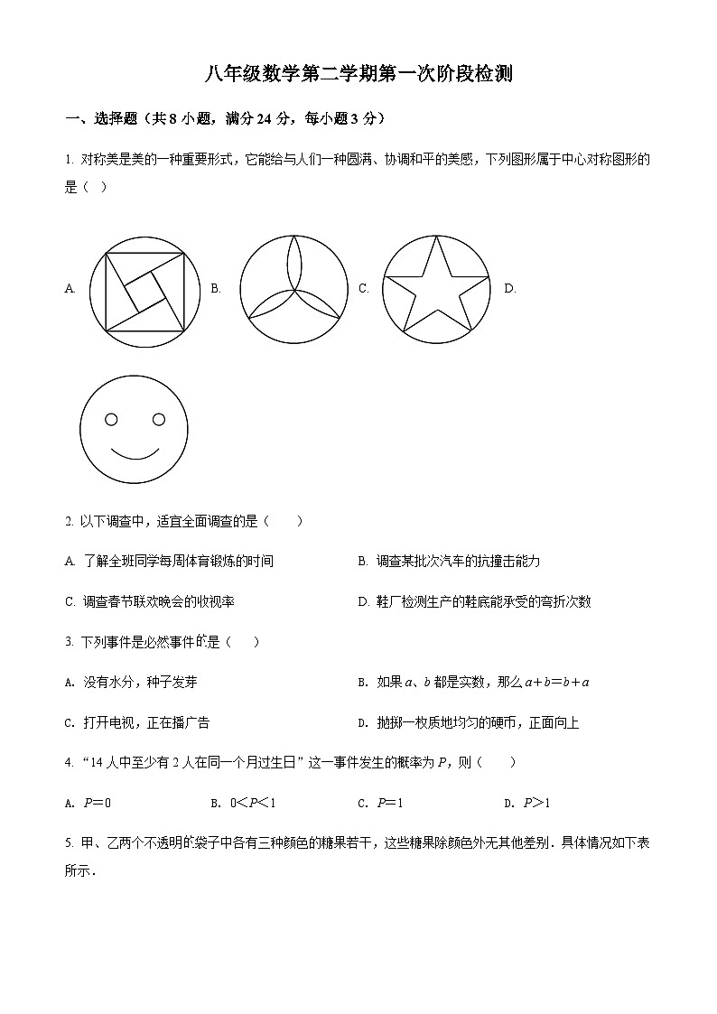 江苏省扬州市宝应县东北片联考2021-2022学年八年级下学期第一次月考数学试题01