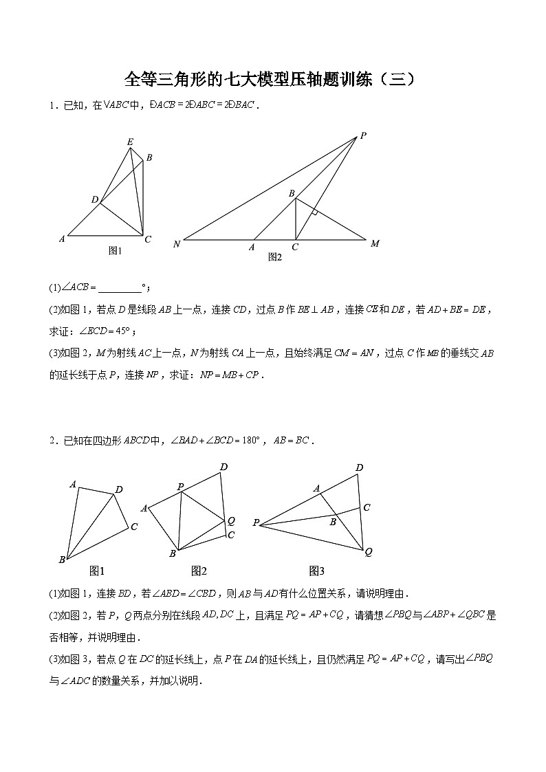 全等三角形的七大模型压轴题训练（三）（原卷版）第1页