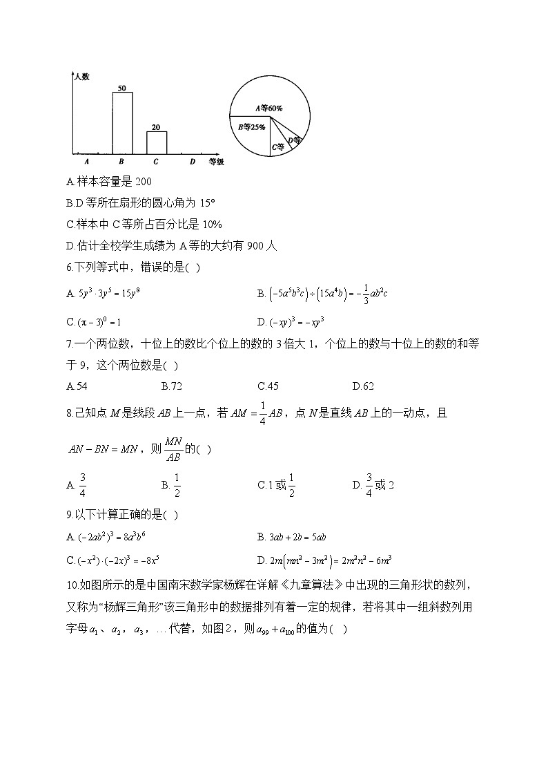 2022-2023学年北师大版七年级下学期开学摸底考试数学试卷B卷(含答案)第2页