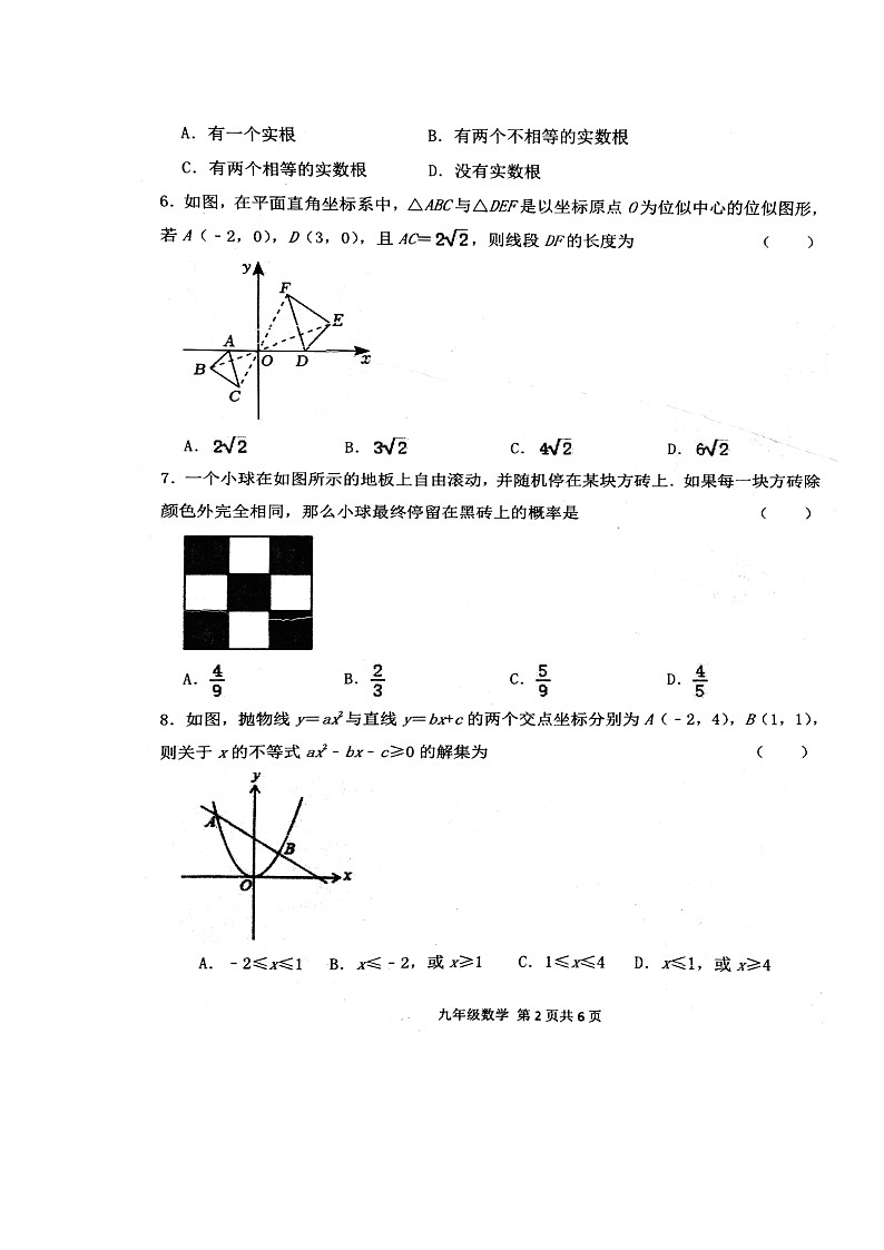 河南省周口市郸城县2023-2024学年九年级上学期1月期末数学试题02