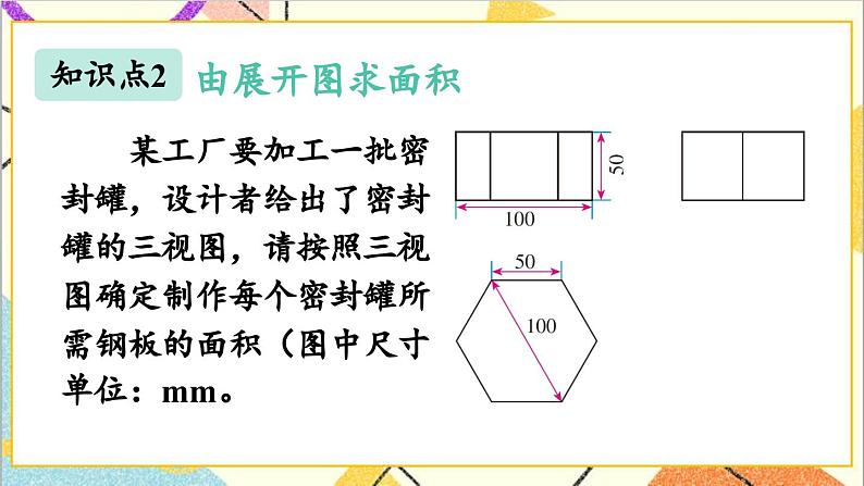 29.2 三视图 第3课时 由三视图确定几何体的表面积或体积课件08