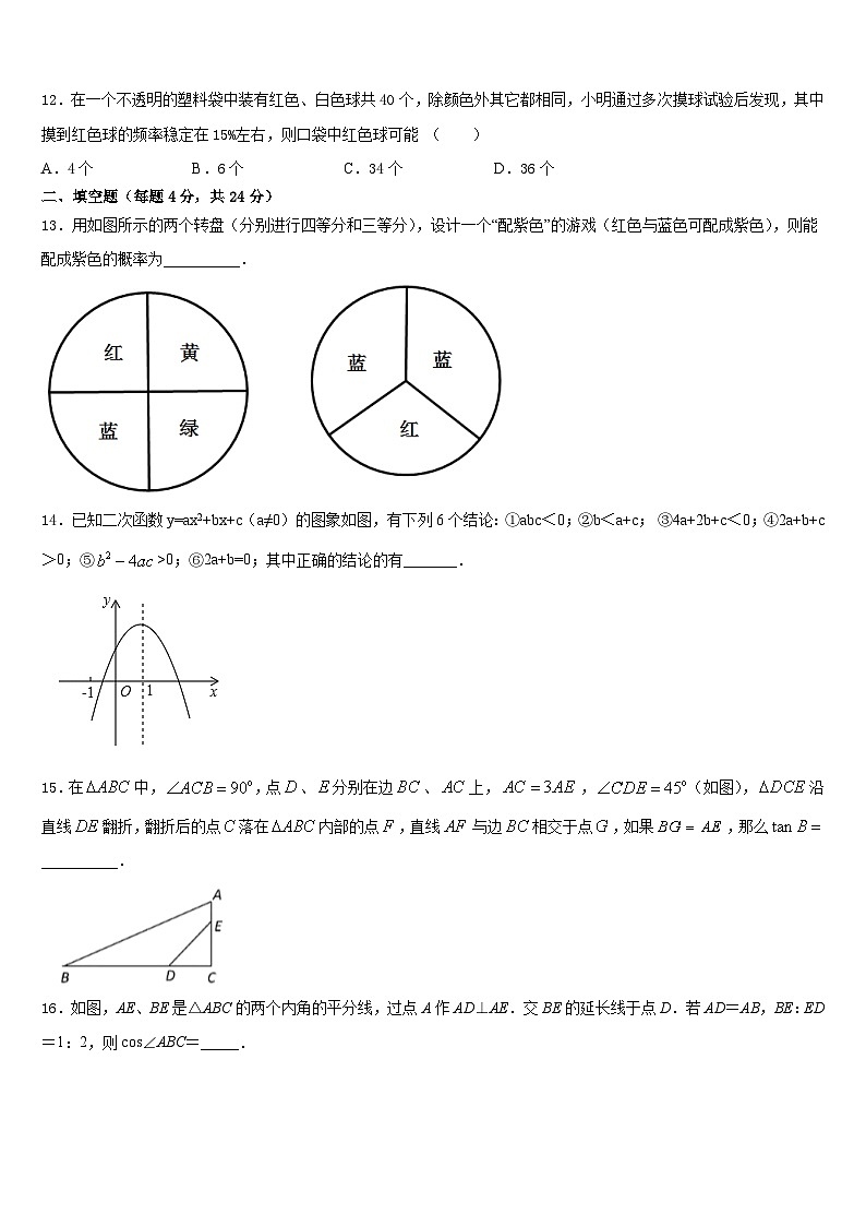广东省河源市2023-2024学年数学九年级第一学期期末质量检测试题含答案第3页